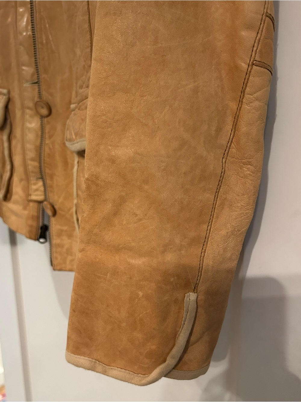 Women’s Butter Yellow Leather Field Jacket - Classic Casual - Picture 2 of 9